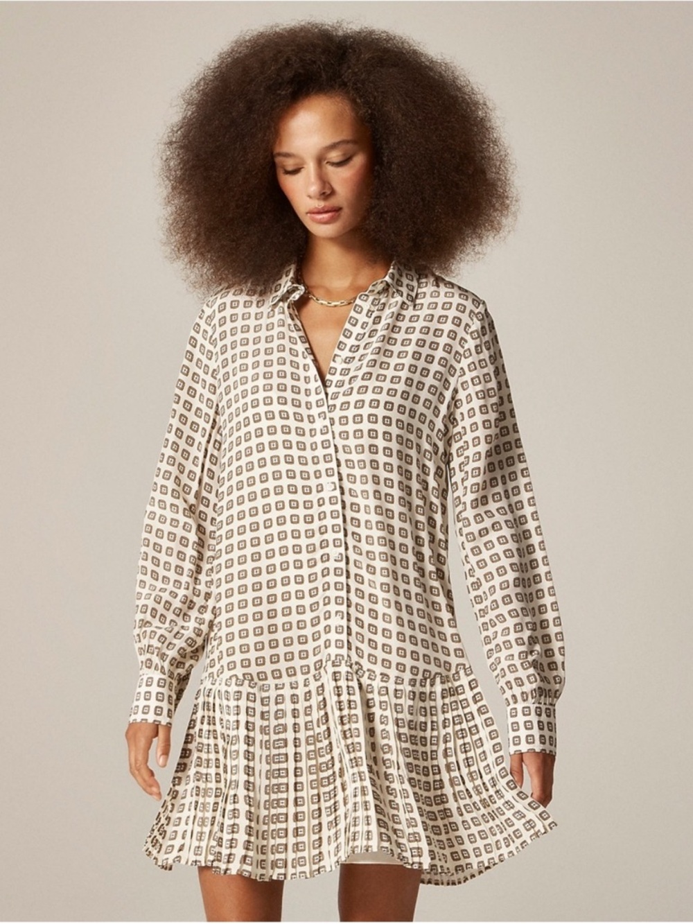 NWT J. Crew Amelia Shirt Dress in Foulard Print Ivory Sz M